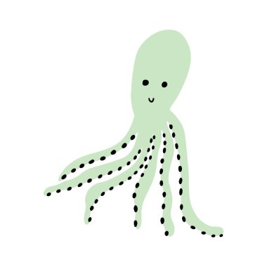 Ahtapot Karakteri derin arka planda deniz hayvanı. Vahşi yaşam çizimi. İç çamaşırı dünyası. Vektör illüstrasyonu.