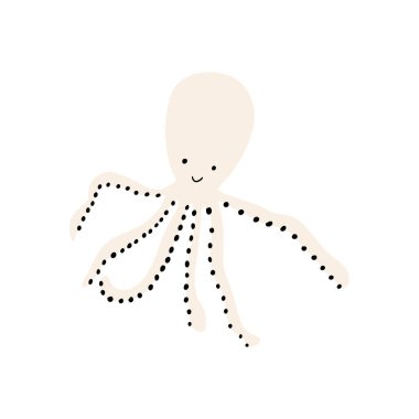 Ahtapot Karakteri derin arka planda deniz hayvanı. Vahşi yaşam çizimi. İç çamaşırı dünyası. Vektör illüstrasyonu.