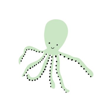 Ahtapot Karakteri derin arka planda deniz hayvanı. Vahşi yaşam çizimi. İç çamaşırı dünyası. Vektör illüstrasyonu.