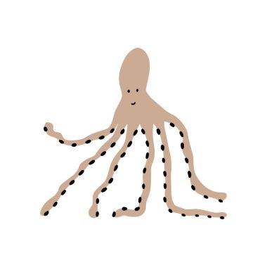 Ahtapot Karakteri derin arka planda deniz hayvanı. Vahşi yaşam çizimi. İç çamaşırı dünyası. Vektör illüstrasyonu.