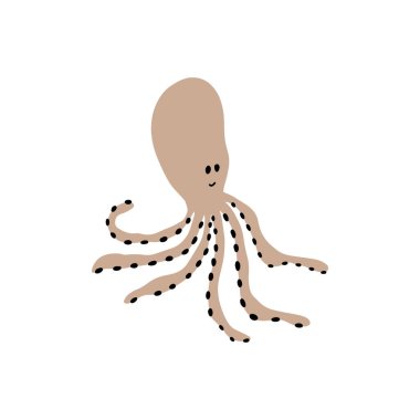 Ahtapot Karakteri derin arka planda deniz hayvanı. Vahşi yaşam çizimi. İç çamaşırı dünyası. Vektör illüstrasyonu.