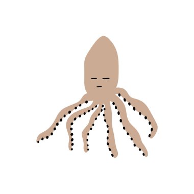 Ahtapot Karakteri derin arka planda deniz hayvanı. Vahşi yaşam çizimi. İç çamaşırı dünyası. Vektör illüstrasyonu.