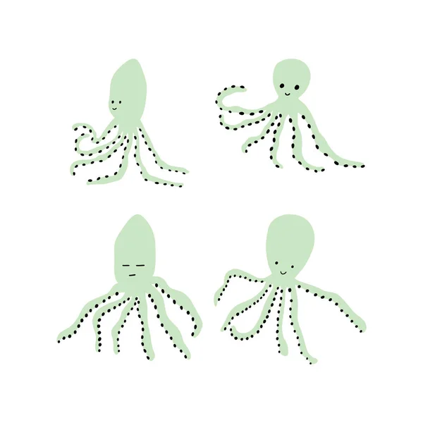 Octopus Caráter Animal Marinho Fundo Profundo Ilustração Vida Selvagem Mundo —  Vetores de Stock