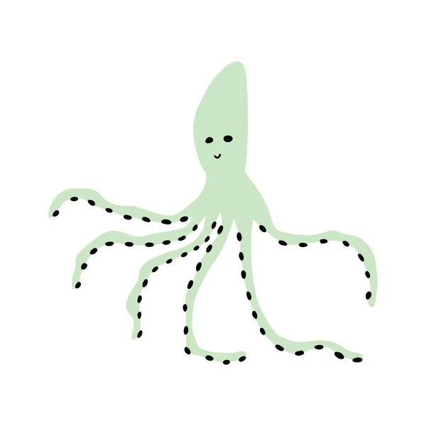 Octopus Character Sea Animal Deep Background Wild Life Illustration Underwear — Stock Vector