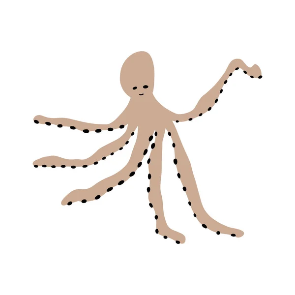 Octopus Caráter Animal Marinho Fundo Profundo Ilustração Vida Selvagem Mundo —  Vetores de Stock