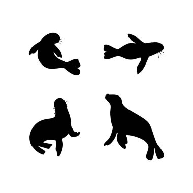 Seal Character sea animal on deep background. Wild life illustration. Underwear world. Vector illustration.