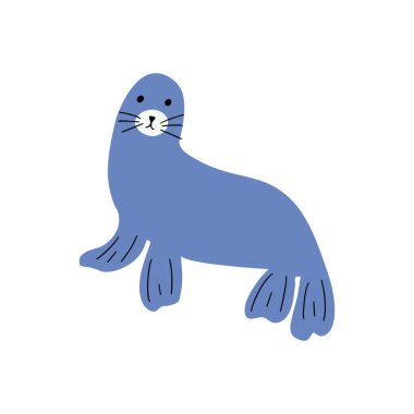 Seal Character sea animal on deep background. Wild life illustration. Underwear world. Vector illustration.
