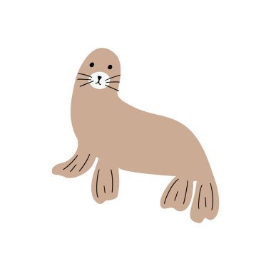Seal Character sea animal on deep background. Wild life illustration. Underwear world. Vector illustration.