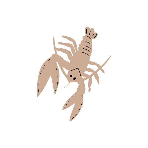 Crayfish Caráter Animal Marinho Fundo Profundo Ilustração Vida Selvagem Mundo — Vetor de Stock