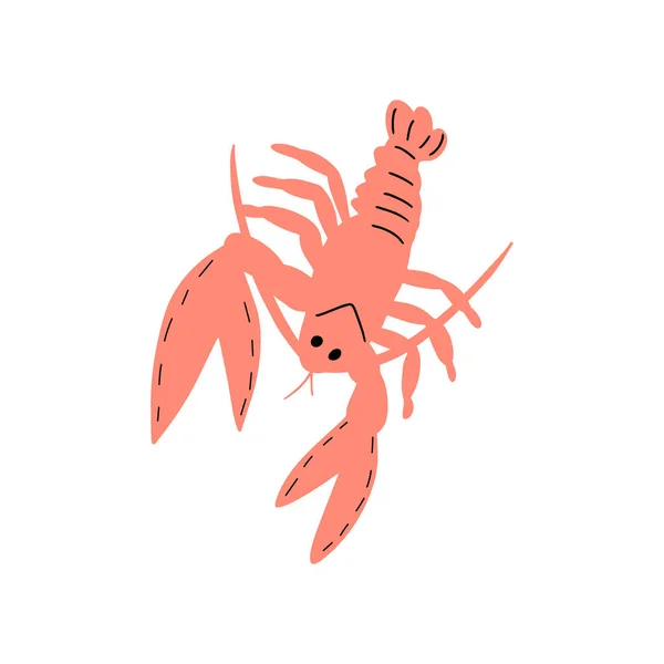 Crayfish Character Sea Animal Deep Background Wild Life Illustration Underwear — Stock Vector