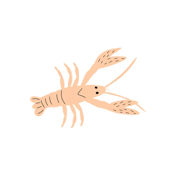 Crayfish Caráter Animal Marinho Fundo Profundo Ilustração Vida Selvagem Mundo —  Vetores de Stock