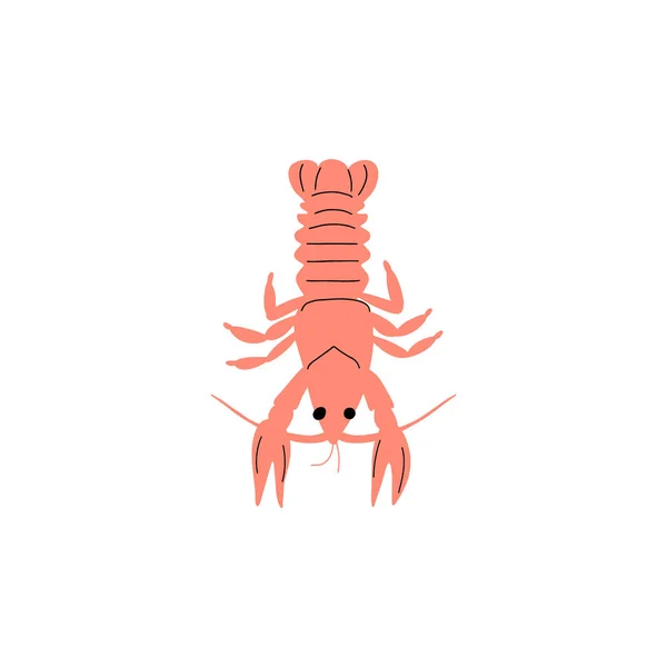 Crayfish Caráter Animal Marinho Fundo Profundo Ilustração Vida Selvagem Mundo — Vetor de Stock