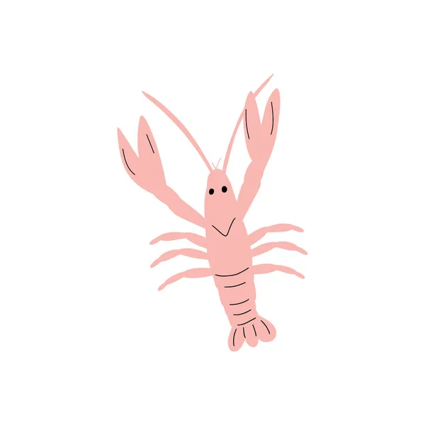 Crayfish Character Sea Animal Deep Background Wild Life Illustration Underwear — Stock Vector