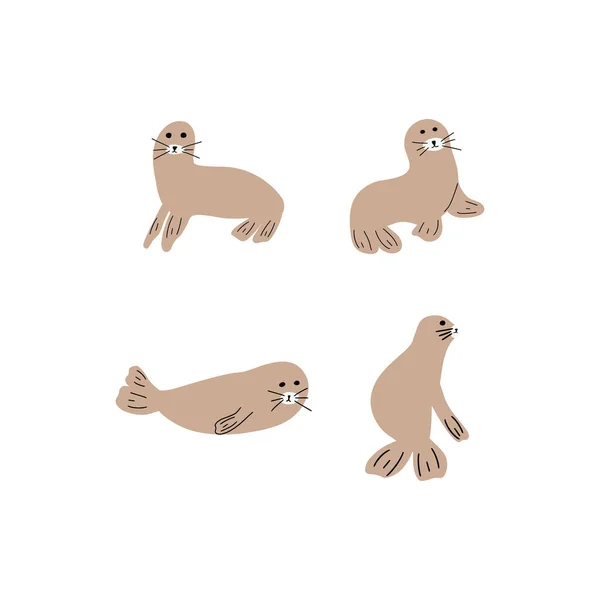 Caractère Phoque Animal Marin Sur Fond Profond Illustration Vie Sauvage — Image vectorielle