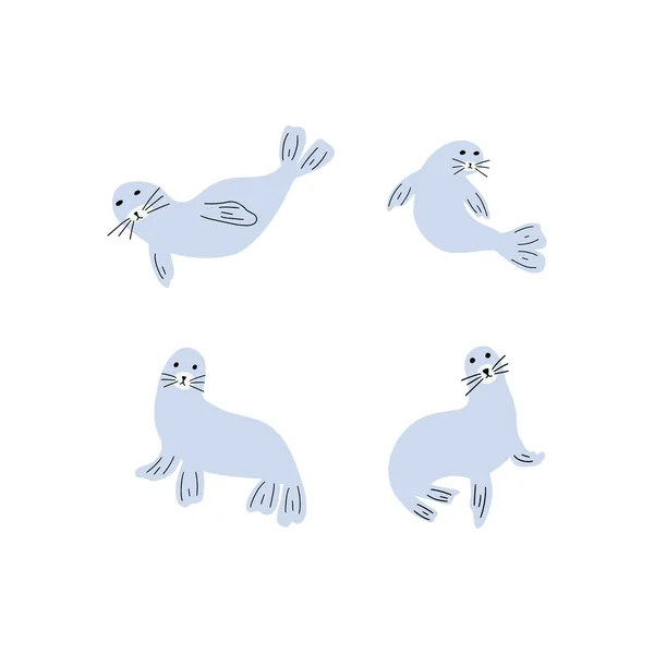 Seal Character Sea Animal Deep Background Wild Life Illustration Underwear — Image vectorielle