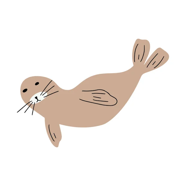 Seal Character Animal Mare Fundal Adânc Ilustrație Sălbatică Lumea Lenjeriei — Vector de stoc