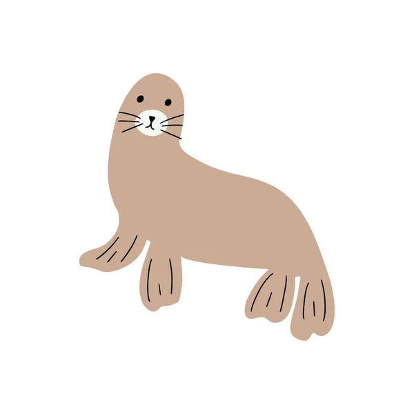 Selo Caráter Animal Marinho Fundo Profundo Ilustração Vida Selvagem Mundo —  Vetores de Stock