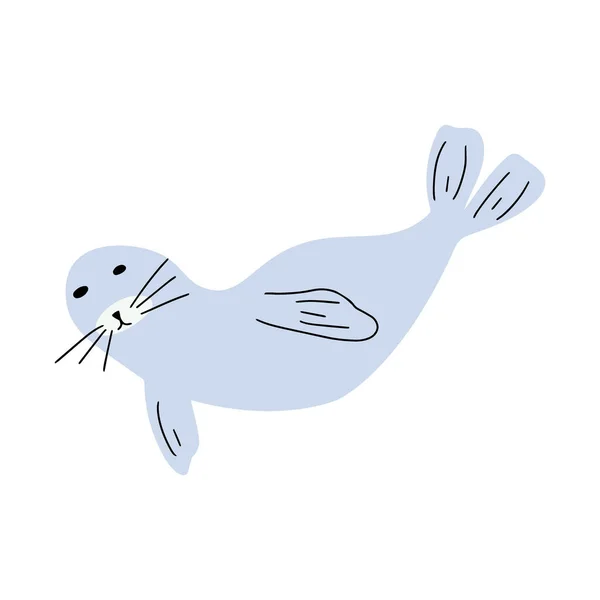 Seal Character Animal Mare Fundal Adânc Ilustrație Sălbatică Lumea Lenjeriei — Vector de stoc