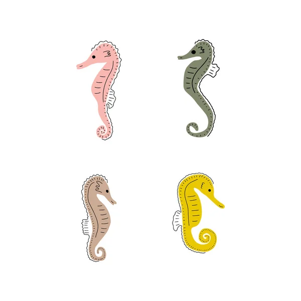 Seahorse Character Sea Animal Deep Background Wild Life Illustration Underwear — Stock Vector