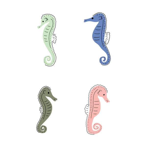 Hippocampe Personnage Animal Marin Sur Fond Profond Illustration Vie Sauvage — Image vectorielle