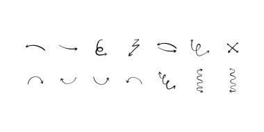 Oklar simgeleri ayarlar. Farklı oklar ya da web tasarımı ayarla. Yön gösteren semboller. Vektör illüstrasyonu beyaz arkaplanda izole edildi.