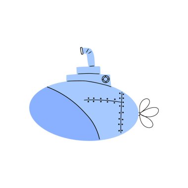 Submarine. Underwater transport. Sea life design. Vector illustration in scandinavian style.