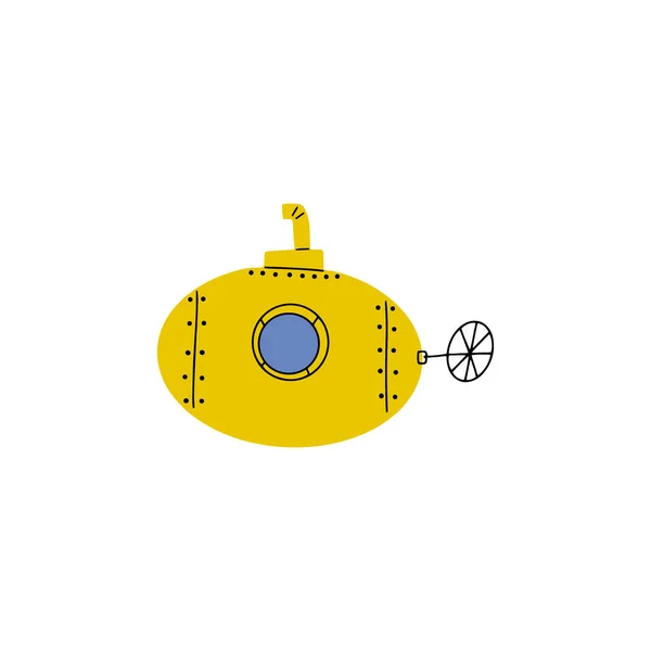 Submarine Underwater Transport Sea Life Design Vector Illustration Scandinavian Style — Vetor de Stock