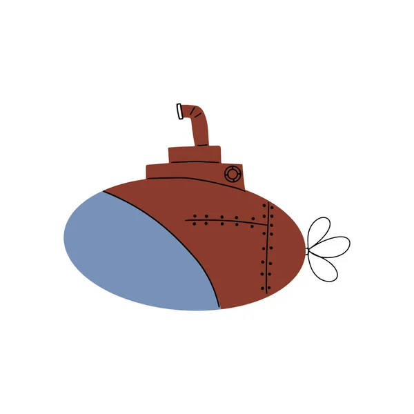 Submarino Transporte Subaquático Design Vida Marinha Ilustração Vetorial Estilo Escandinavo — Vetor de Stock