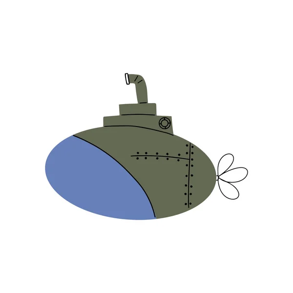 Submarine Underwater Transport Sea Life Design Vector Illustration Scandinavian Style — 스톡 벡터