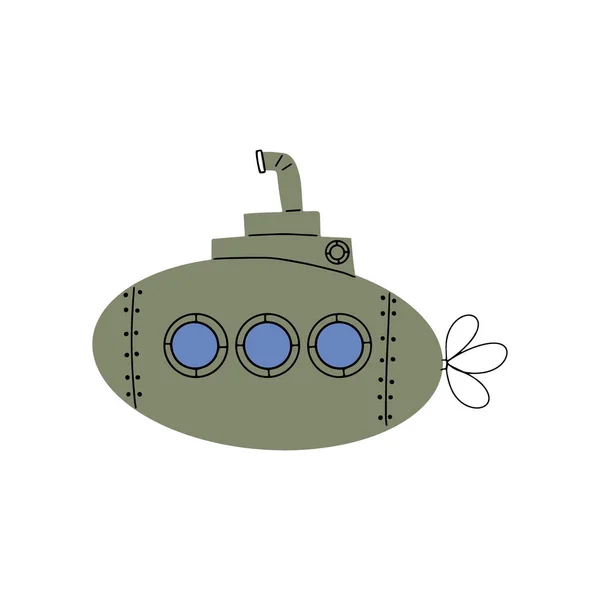 Submarine Underwater Transport Sea Life Design Vector Illustration Scandinavian Style — Image vectorielle