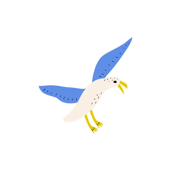 Gabbiano Uccello Marino Atlantico Illustrazione Vettoriale Animale Marino Sfondo Bianco — Vettoriale Stock