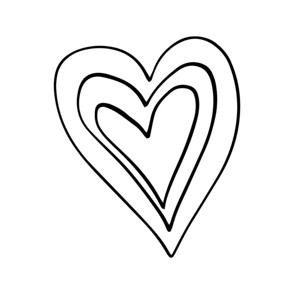 Herz Doodle Stil Symbol Für Valentinstag Und Liebe Shapes Create — Stockvektor