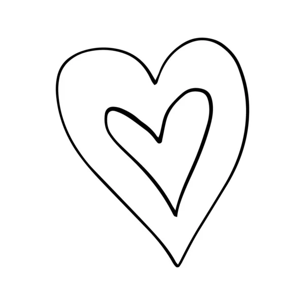 Coração Estilo Doodle Símbolo Dia Dos Namorados Amor Formas Para — Vetor de Stock