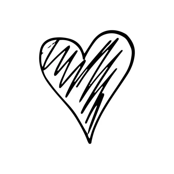 Karalama Tarzında Bir Kalp Sevgililer Günü Nün Aşkın Sembolü Kendi — Stok Vektör
