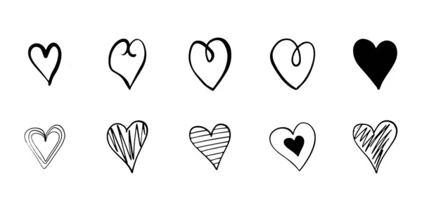 Corazón Estilo Garabato Símbolo Del Día San Valentín Amor Formas — Archivo Imágenes Vectoriales
