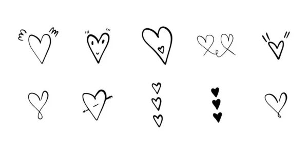 Coração Estilo Doodle Símbolo Dia Dos Namorados Amor Formas Para —  Vetores de Stock