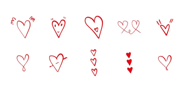Corazón Estilo Garabato Símbolo Del Día San Valentín Amor Formas — Vector de stock