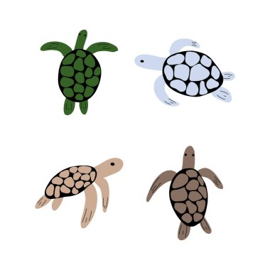 Kaplumbağa karakteri derin arka planda deniz hayvanı. Vahşi yaşam çizimi. İç çamaşırı dünyası. Vektör illüstrasyonu.