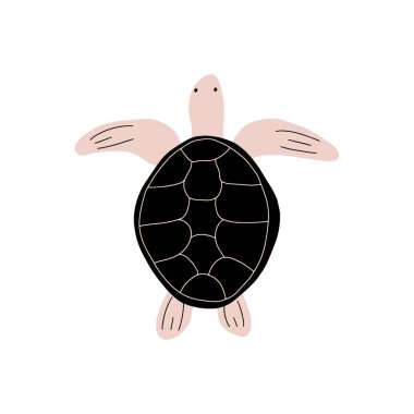 Kaplumbağa karakteri derin arka planda deniz hayvanı. Vahşi yaşam çizimi. İç çamaşırı dünyası. Vektör illüstrasyonu.