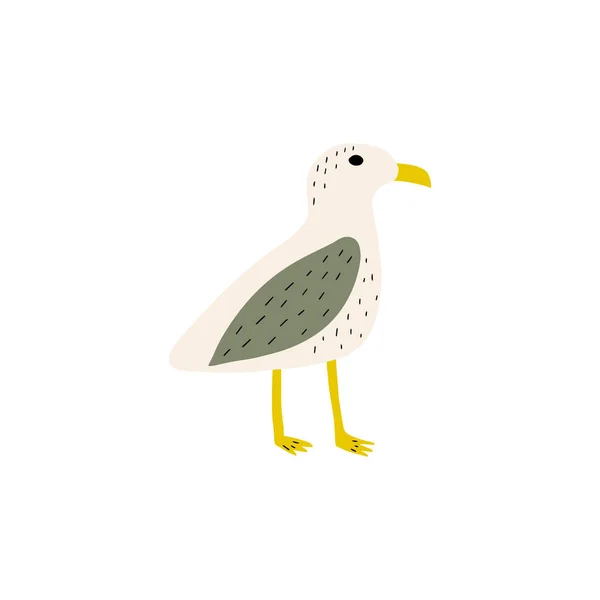 Möwe Atlantischer Seevogel Marine Animal Vector Illustration Auf Weißem Hintergrund — Stockvektor