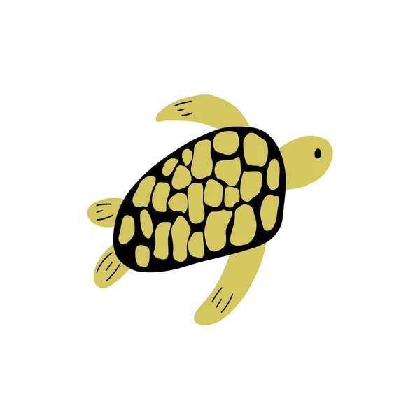 Turtle Character Sea Animal Deep Background Wild Life Illustration Underwear — Stock Vector