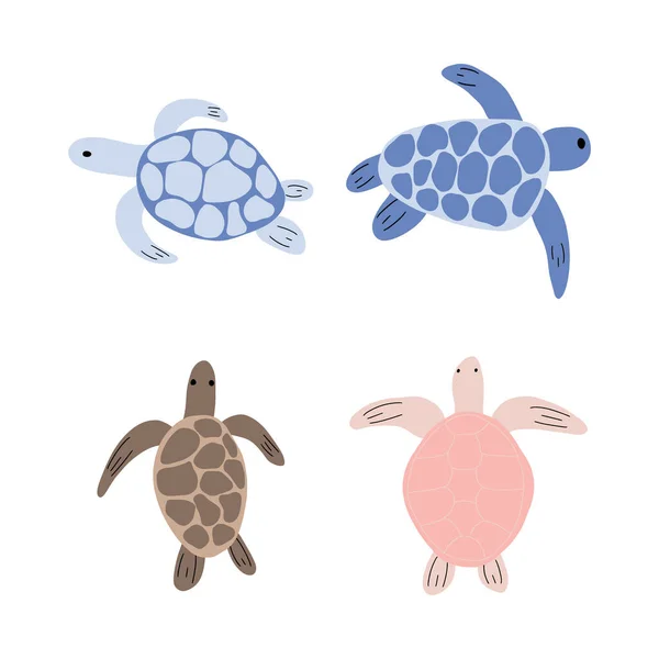 stock vector Turtle Character sea animal on deep background. Wild life illustration. Underwear world. Vector illustration.