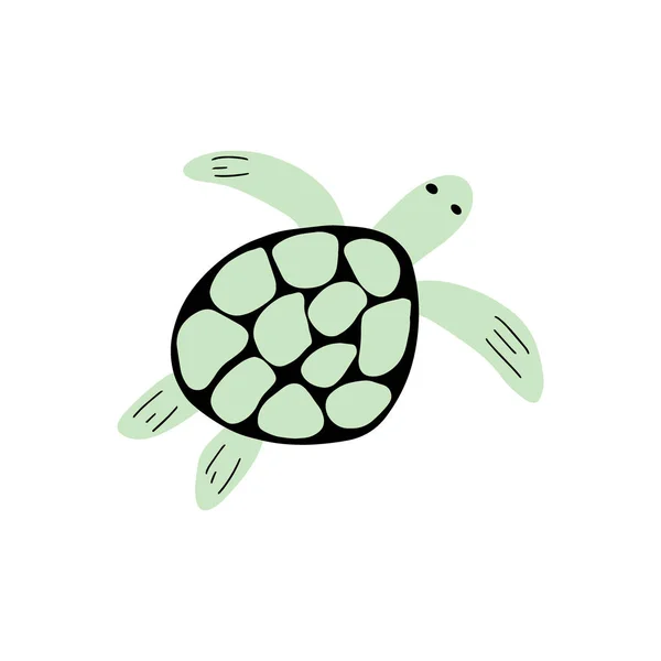 Želva Charakter Mořské Zvíře Hlubokém Pozadí Ilustrace Divokého Života Svět — Stockový vektor