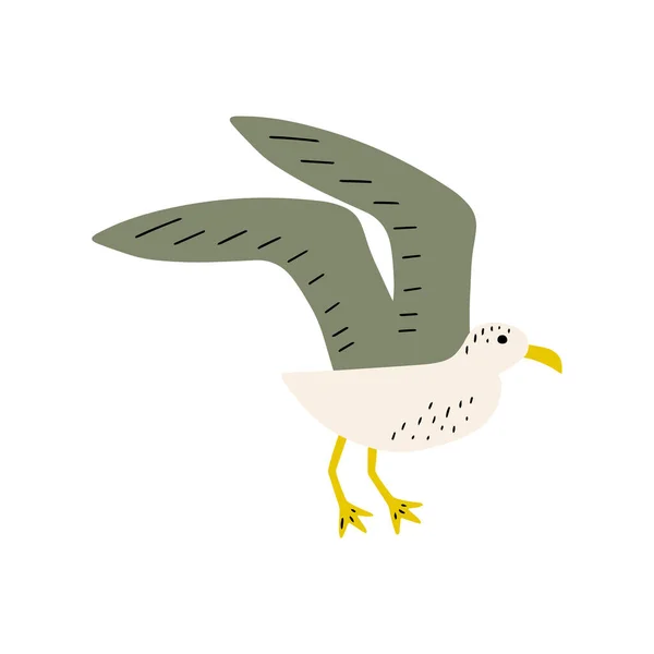 Gaivota Aves Marinhas Atlântico Marine Animal Vector Ilustração Sobre Fundo — Vetor de Stock