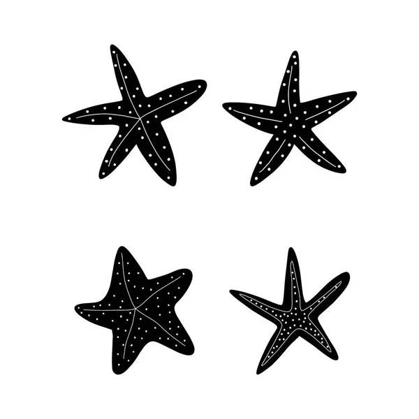 Estrella Mar Silueta Negra Estrella Atlántica Ilustración Del Vector Animal — Vector de stock