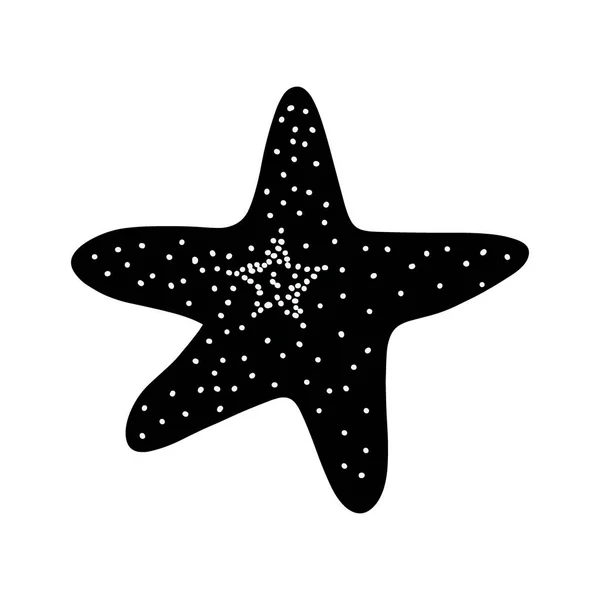 Starfish Sílhueta Preta Estrela Atlântica Marine Animal Vector Ilustração Sobre —  Vetores de Stock