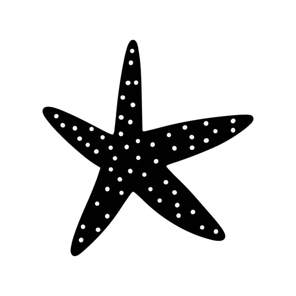 ヒトデ 黒のシルエット 大西洋の星 白を背景にした海洋動物ベクターイラスト — ストックベクタ