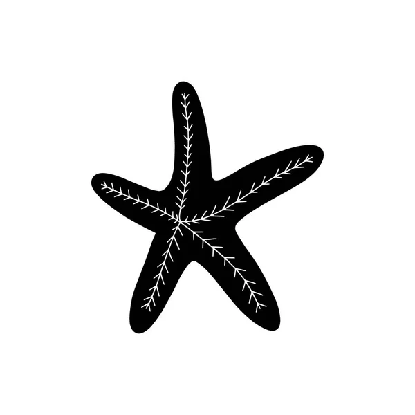Seestern Schwarze Silhouette Atlantischer Stern Marine Animal Vector Illustration Auf — Stockvektor