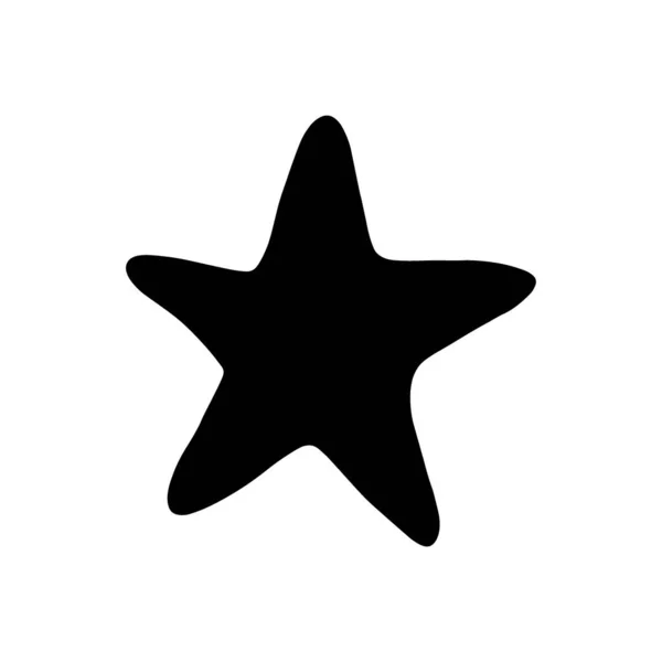 Starfish Black Silhouette Atlantic Star Marine Animal Vector Illustration White — Stock Vector