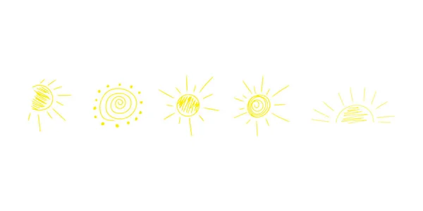 Słońce Ładna Ikona Bazgrołów Ilustracja Wektorowa Symbol Pogody Dla Projektowania — Wektor stockowy